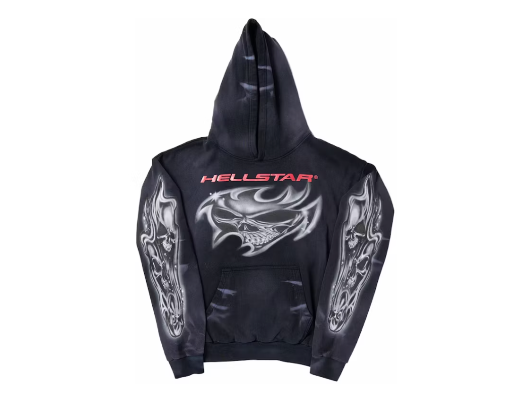 Hellstar Airbrushed Skull Hoodie Black